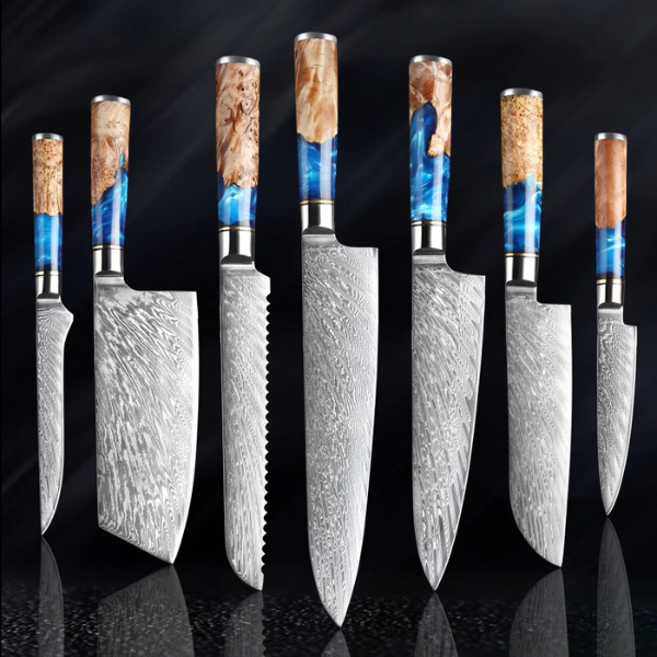 Blue Wave 7-Piece Knife Set. -TOP LINE COLLECTION