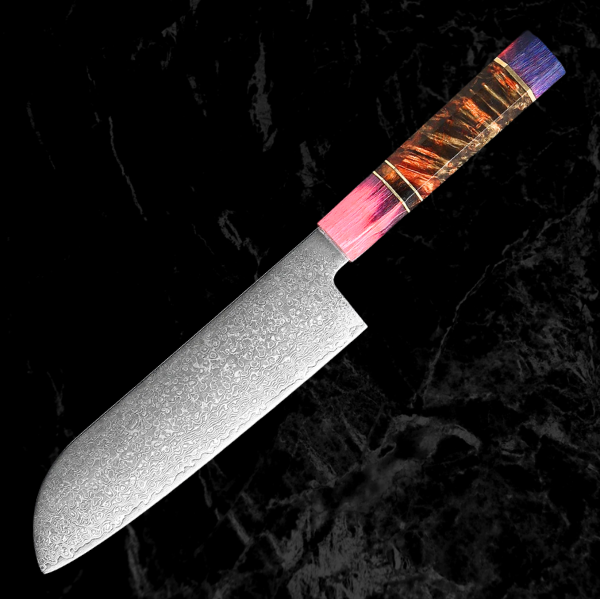 Unique Colourful Culinary Blade Set 5-Pieces Japanese Damascus Steel