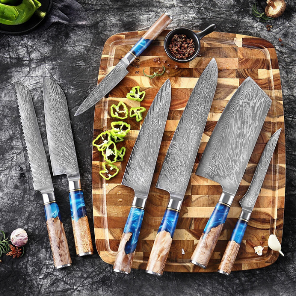 Blue Wave 7-Piece Knife Set. -TOP LINE COLLECTION